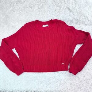 Hollister long sleeve crew neck ribbed cropped Sweater in red